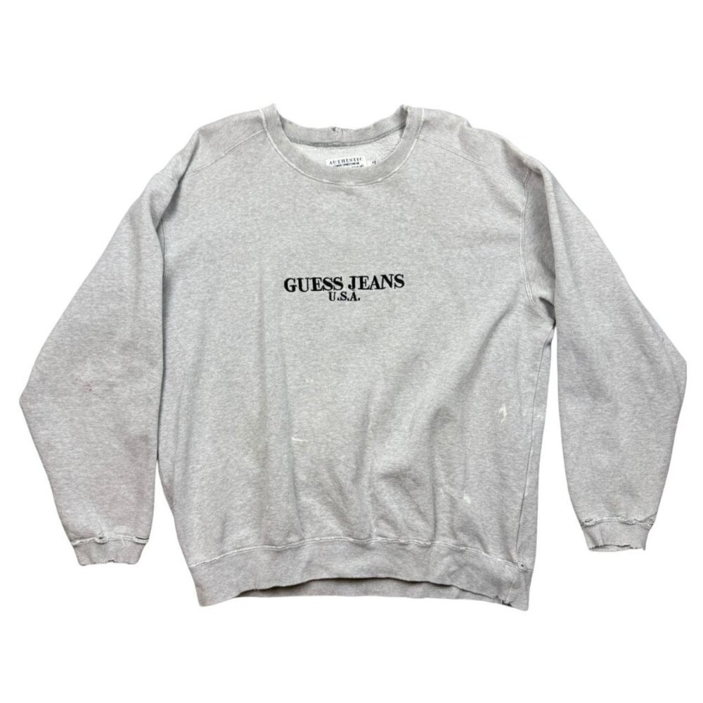 Guess Jeans USA Gray Embroidered Logo Crewneck Sweatshirt Men’s Large
